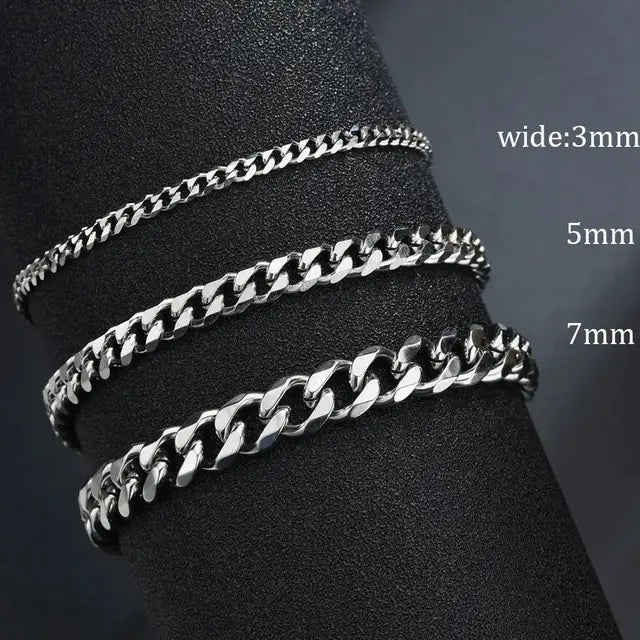 💫 Stainless Steel Punk Style Cuban Chain Bracelet Simple Fashion Jewellery Bracelet