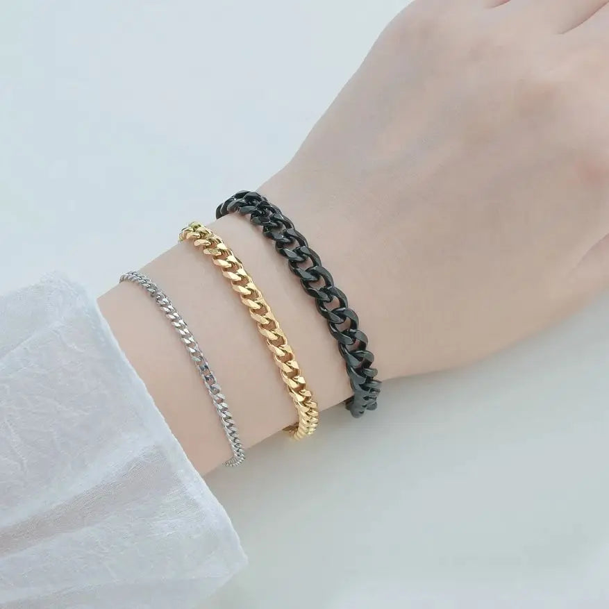 💫 Stainless Steel Punk Style Cuban Chain Bracelet Simple Fashion Jewellery Bracelet