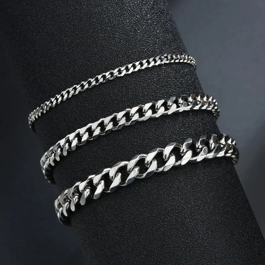 💫 Stainless Steel Punk Style Cuban Chain Bracelet Simple Fashion Jewellery Bracelet