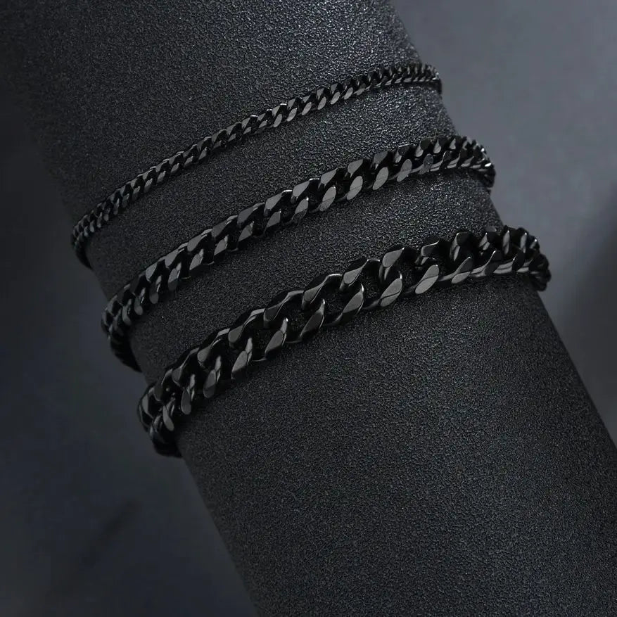 💫 Stainless Steel Punk Style Cuban Chain Bracelet Simple Fashion Jewellery Bracelet