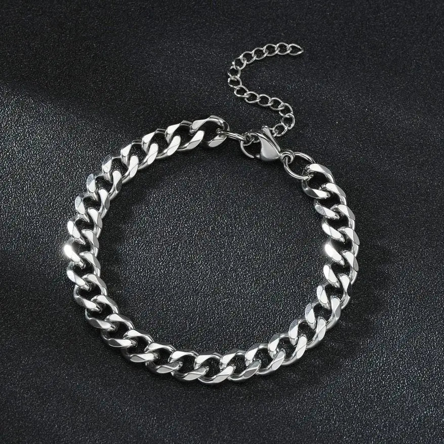 💫 Stainless Steel Punk Style Cuban Chain Bracelet Simple Fashion Jewellery Bracelet