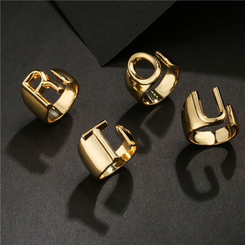 Lux Alphabet Chunky Rings
