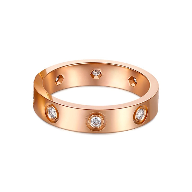 Trendy Stainless Steel Rose Gold Color Love Ring for Women