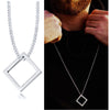 Beliebte Herren-Halskette, ineinandergreifender quadratischer Dreieck-männlicher Anhänger, moderne, trendige geometrische Halsketten aus Edelstahl, Hipster-Schmuck 